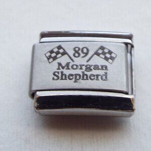 Morgan Shepherd 89 Nascar flags laser 9mm stainless steel italian charm link new